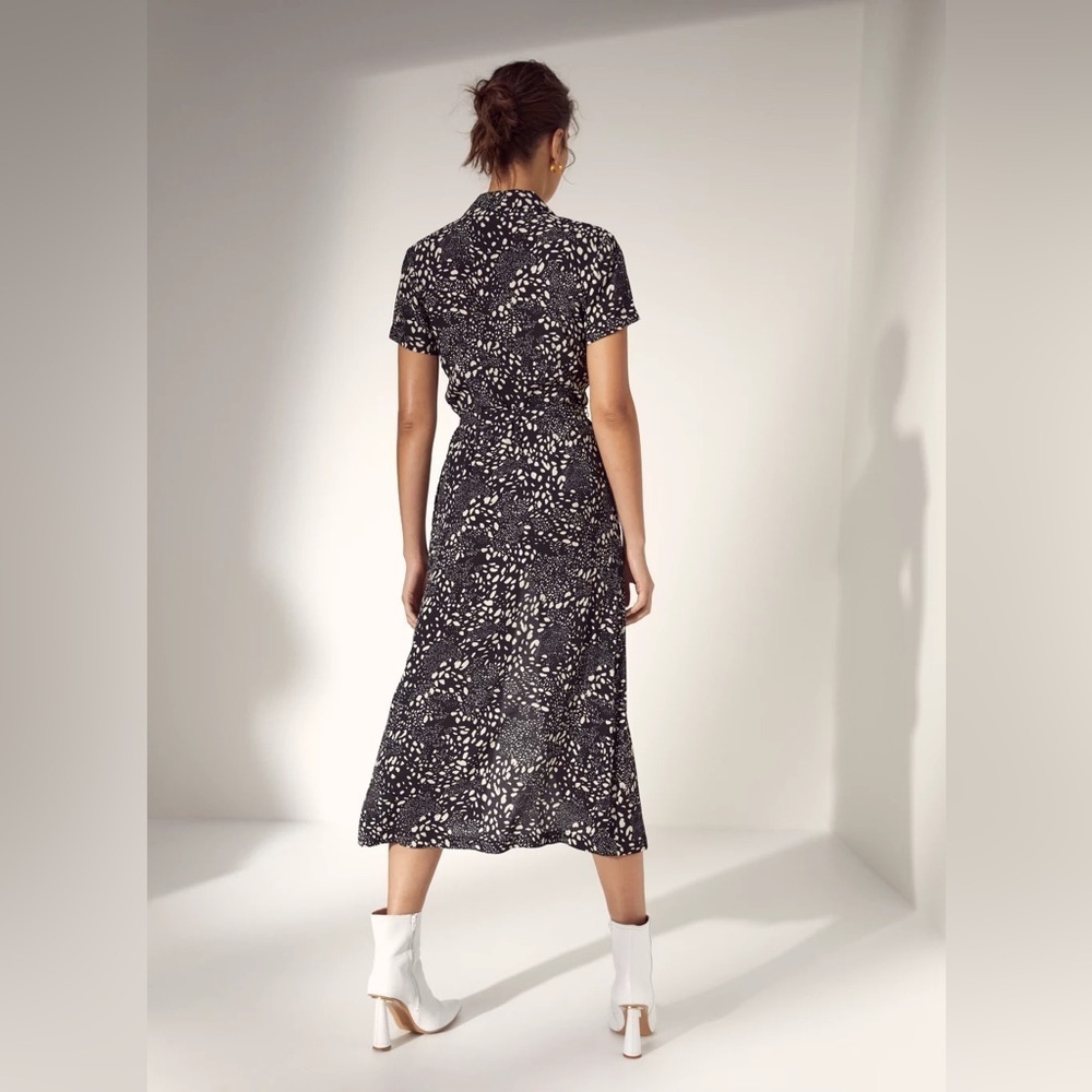 Wilfred Aritzia Button Down Collared Short Sleeve Midi Maxi Shirt Animal Dress - Picture 13 of 13